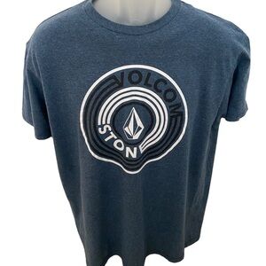 VOLCOM Stone Skate Midnight Blue Graphic Tee Shirt Men M Medium